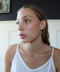 Labradorite avec feu collier géométrique ensemble de boucles d'oreilles pierres précieuses colliers filaires Boho argent plaqué or colliers pendentifs faits main - Product Image 3