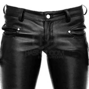 Pantalon en cuir véritable décontracté pour hommes le plus vendu nouveauté taille haute Style droit disponible pour la vente en gros - Product Image 4