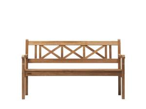 Banc de jardin simple Nirina en bois de teck massif avec 3 sièges et finition naturelle. - Product Image 2