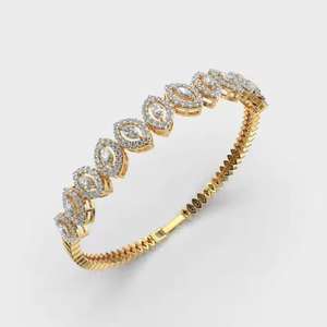 Latest 18K Yellow \<b>Gold</b> Tennis Classic <b>Bracelet</b> Simple Unique Design clarity Moissanite Diamond Studded <b>Bracelets</b> & <b>Bangles</b> - Product Image 2