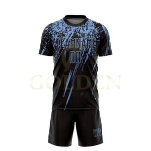 Nouveau design d'uniforme de football de club, confortable, séchage rapide, respirant, 100% polyester, col rond, logo personnalisé, uniforme de football - Product Image 2