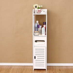 Cheap Toilet Paper Holder Cabinet <strong>Thin</strong> Bathroom Vanity White Storage Rack With <strong>Shelves</strong> Narrow Bath Sink Organizer Towel Shelf - Product Image 4