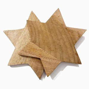 Plateau de service décoratif élégant en forme d'étoile en bois de manguier fait à la main, matériau écologique multifonction personnalisé pour hôtel - Product Image 1