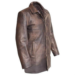 Customized <b>Long</b> <b>Winter</b> Leather <b>Coat</b> For <b>Men</b> Breathable Knitted Fabric With High Collar Oem Service Available In Custom Colors - Product Image 3