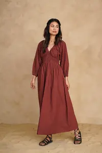 2025 Hot Selling Organic Maxi <b>Dress</b> Breathable and Sustainable <b>Casual</b> Summer <b>Dress</b> with V-Neckline Plus Size <b>Long</b> Maxi <b>Dress</b> - Product Image 2