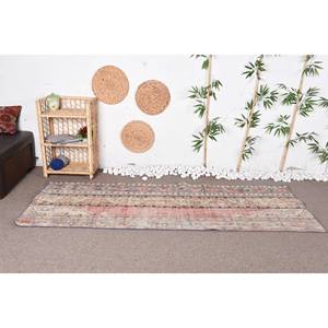 พรมตุรกีโบราณโบฮีเมียนสไตล์โบฮีเมียนคลาสสิกดีไซน์ปะต่อสีเบจสีแดงห้องโถงยางสี่เหลี่ยมขนาด2,9x7,9ฟุตสำหรับห้อง - Product Image 1