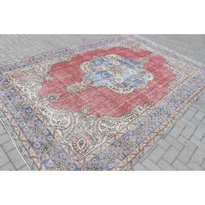 Tapis vintage, tapis turc surdimensionné 7,4x11,5 pieds, tapis marocain en laine rouge et bleu - Product Image 2