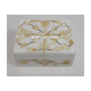 New Amazing Design Pure White Marble Rectangular Shape Mother Of Pearl Inlay Jewelry <b>Boxes</b> For Decoration And Gifting Purpose - Product Image 1