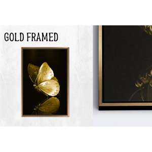 Impresión en lienzo de mariposa metálica: elegante arte de pared con diseño de animales reflectantes, lienzo con marco dorado, 1 pieza - Product Image 1