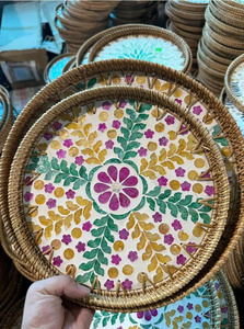 Wholesale Handmade Bamboo Serving Tray Eco Friendly Woven Rattan Square Rectangle Inlaid - Product Image 6