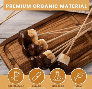 Brochettes en bambou écologiques pour barbecue, kebab et grillades, bâtonnets en bambou de qualité alimentaire naturelle - Product Image 2