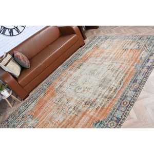 Alfombra Turca Vintage de 5.6x9.5 pies, Alfombra Grande, Alfombra de Lana Naranja - Product Image 5