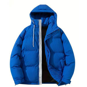 Chaqueta acolchada metálica de invierno Unisex de alta calidad, diseño impermeable con capucha gruesa, soporte de tela de lona holgada para hombres y mujeres - Product Image 1