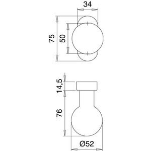 Pomo de Puerta de Acero Inoxidable 2033/5020, Fijo, EDI, para Persianas, Cortinas y Contraventanas - Product Image 3