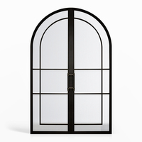 Portes françaises intérieures en aluminium et verre de style rétro vintage, noires, à charnières arquées, pour maisons