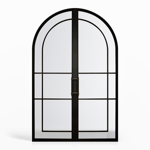 Puertas Francesas de Aluminio y Vidrio de Estilo Retro Vintage para Interiores, Puertas Dobles Arqueadas Negras con Bisagras para Interiores - Product Image 6