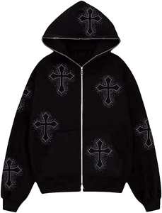 Sudadera con Capucha y Cremallera Completa, Personalizada con Estampado, con Orificios para los Ojos, 100% Algodón, para Invierno - Product Image 6