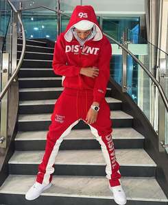 ชุดวอร์มไซส์พิเศษสำหรับผู้ชายจากนักออกแบบเสื้อผ้าแนวสตรีท450GSM มีฮู้ดผ้าเฟรนช์เทอร์รี่100% ผ้าฝ้ายมีซิปรูดซิปรูดซิปหน้าพิมพ์ลายพัฟ - Product Image 3