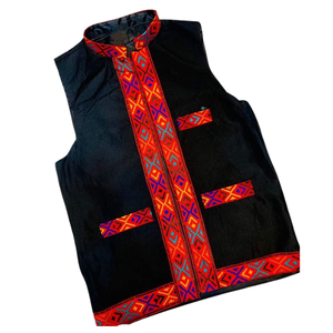 เสื้อกั๊กคอวีคอ afghan สำหรับผู้ชายและผู้ใหญ่เสื้อโค้ทเสื้อกั๊กปักลายเย็บปะติด - Product Image 3