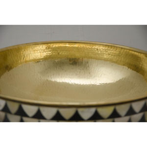 Cuenco de diseño clásico para decoración del hogar HECHO DE Metal, cuenco para servir chocolate, cuenco para servir chocolate pintado a cuadros en blanco y negro - Product Image 3