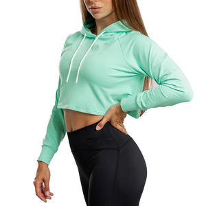 Nueva Moda mujer invierno Casual algodón Sudadera con capucha sólido Rosa Crop Top sudadera bordado con capucha forrado hecho Pakistán - Product Image 1