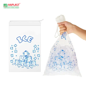 OEM/ODM Durable de gran tamaño 20 Lb Bolsa de almacenamiento de hielo Precio barato Bolsas de hielo con cordón de plástico transparente con cordón de algodón - Product Image 1