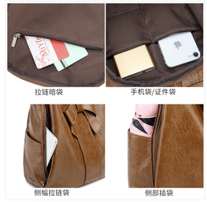 Genuine Leather Women <b>Backpack</b> With Bow Design Detachable Shoulder <b>Straps</b> Softback Multi Function Daily Use - Product Image 3