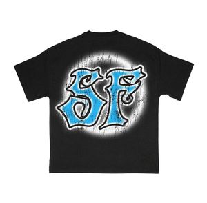 T-shirt Boxy Fit à manches longues double couche pour hommes Streetwear d'été avec sérigraphie bouffante T-shirt Boxy Fit court - Product Image 1