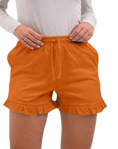 กางเกงกีฬาขาสั้นใส่สบายสำหรับผู้หญิงแฟชั่นทันสมัยสีพื้นแห้งเร็วสำหรับใส่ไปยิม - Product Image 1