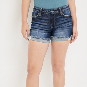 Venta al por mayor de ropa de mujer Pantalones cortos de mezclilla High Street Style Skinny Fit Cuffed Hem XL tamaño de verano Pantalones cortos 2026 - Product Image 2