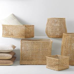 Paniers ronds multifonctionnels en jacinthe d'eau, paniers tissés, paniers à linge pour la décoration de la maison, de l'hôtel, du salon et de la chambre à coucher. - Product Image 1