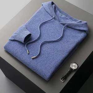 Suéter para hombre Invierno Merino Lana Casual Suéter de manga larga Hombre Sudadera con capucha - Product Image 4