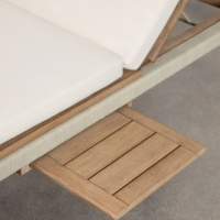 Chaise longue pour piscine de plage en bois de teck massif avec corde et coussin de style moderne pour l'extérieur-Lora