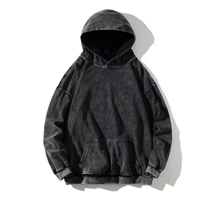Sudadera con Capucha Estilo Lavado Ácido para Hombre, Talla Grande, Hombros Caídos, Felpa de Algodón Grueso, Estilo Urbano, Invierno, Uso Diario - Product Image 4