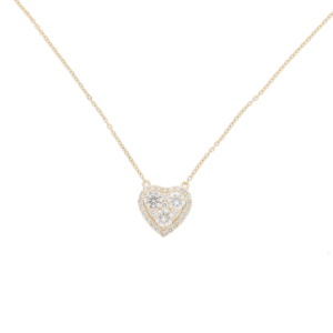 จี้เพชรรูปหัวใจคลาสสิกชุบทองคำขาว 14K โรแมนติก ประดับด้วยเพชรธรรมชาติทรงบริลเลียนท์และชาร์มรัศมีระยิบระยับ - Product Image 1