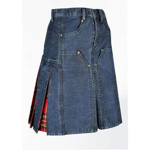 Kilt hybride écossais traditionnel en denim bleu de qualité supérieure pour hommes 2026 - Product Image 1