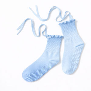 Calcetines <span class=keywords><strong>de</strong></span> Ballet Personalizados con Lazos <span class=keywords><strong>de</strong></span> Cinta, Antideslizantes, Suaves, con Volantes, para Pilates, Entrenamiento y Uso <span class=keywords><strong>en</strong></span> Casa - Product Image 3