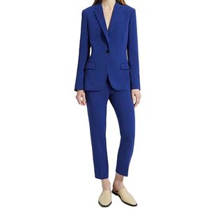Ensemble deux pièces pour femmes-Blazers à manches longues et poches à un bouton-Ensembles pantalons droits simples - Product Image 4