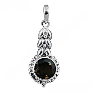 Pendentif en argent 925 avec quartz fumé pour femmes, bijoux en pierres précieuses en or rose faits à la main avec placage en rhodium et caractéristiques de charme - Product Image 1
