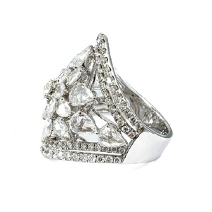 Fine Jewellery Wedding Anniversary High Quality 18k Solid White Gold Real Diamond Claw Setting Brilliant Cut Pear Big Cocktail - Product Image 2