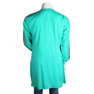 Kurti de Tela Boski con Bordado, Corte Holgado, para Mujer, Color Verde Mar, Marca Chase Value - Product Image 3