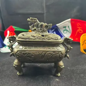 Brûleur d'encens religieux en laiton élégant, porte-bakhoor, naturel, durable, mélange parfait, artisanat traditionnel, look moderne pour l'Inde - Product Image 4