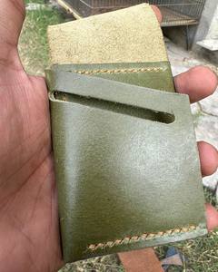 Pure Handmade Vintage Style Crazy Horse Leather Bifold <b>Card</b> Holder Slim Short <b>RFID</b> Anti-Theft <b>Wallet</b> Button Closure Anwar - Product Image 3