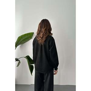 Chemise en daim noire à boutons pression - Noir - Product Image 5