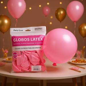 Palloncini in lattice Party Love 30 cm rosa metallizzato, confezione da 50 pezzi, decorativi - Product Image 3