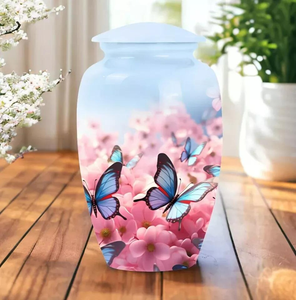 โกศเผาศพผีเสื้อทำจากอลูมิเนียมส่วนบุคคลพร้อมของชำร่วยเคลือบเนื้อได้ดี (3ลูกบาศ์ก) และโกศขนาดใหญ่ (220ลูกบาศ์ก) - Product Image 2