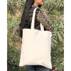 Durable 12oz Cotton Tote <b>Bag</b> Natural Medium Size with <b>Long</b> Handle Washable and Recyclable Pack of 10 - Product Image 4