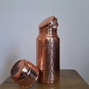 Botella de agua de cobre | Cobre 100% | A prueba de fugas | Imitación antigua redonda MS Handicraft - Product Image 3