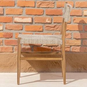 Silla de comedor de teca sólida para exteriores, impermeable, resistente a los rayos UV, sillas de restaurante de jardín y playa de mimbre tejido Beige personalizado - Product Image 5