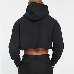 Sweat à capuche court respirant à manches longues avec conception d'impression de mode facile à la mode, vêtements teints unis à motif uni - Product Image 3